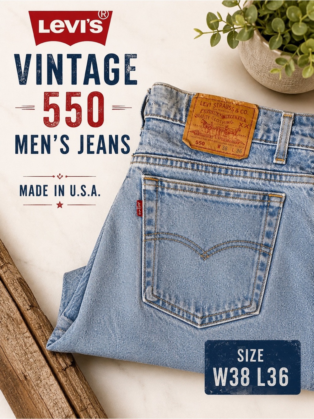 Vintage Levi’s Men’s 550 Relaxed Fit Jeans | USA Made | Light Wash | W38 L36